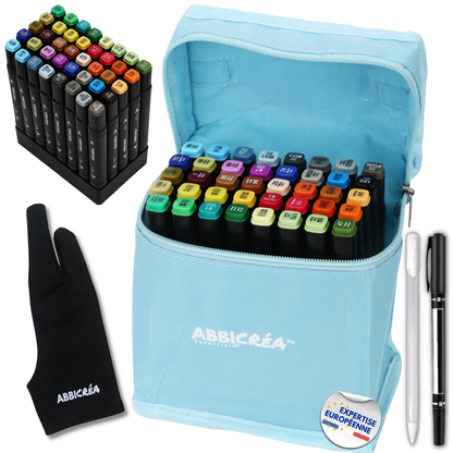 Feutres Alcool ABBICREA double pointe – Kit Complet pour Dessin et Coloriage