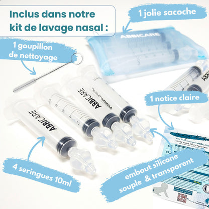 Seringues Nasales Bébé 10ml ABBICARE – x4 pièces (KIT COMPLET)