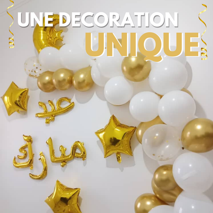 Kit Décoration Ramadan & Eid Mubarak – 34 Éléments | Or ou Argent | Décoration Complète Fête Aïd