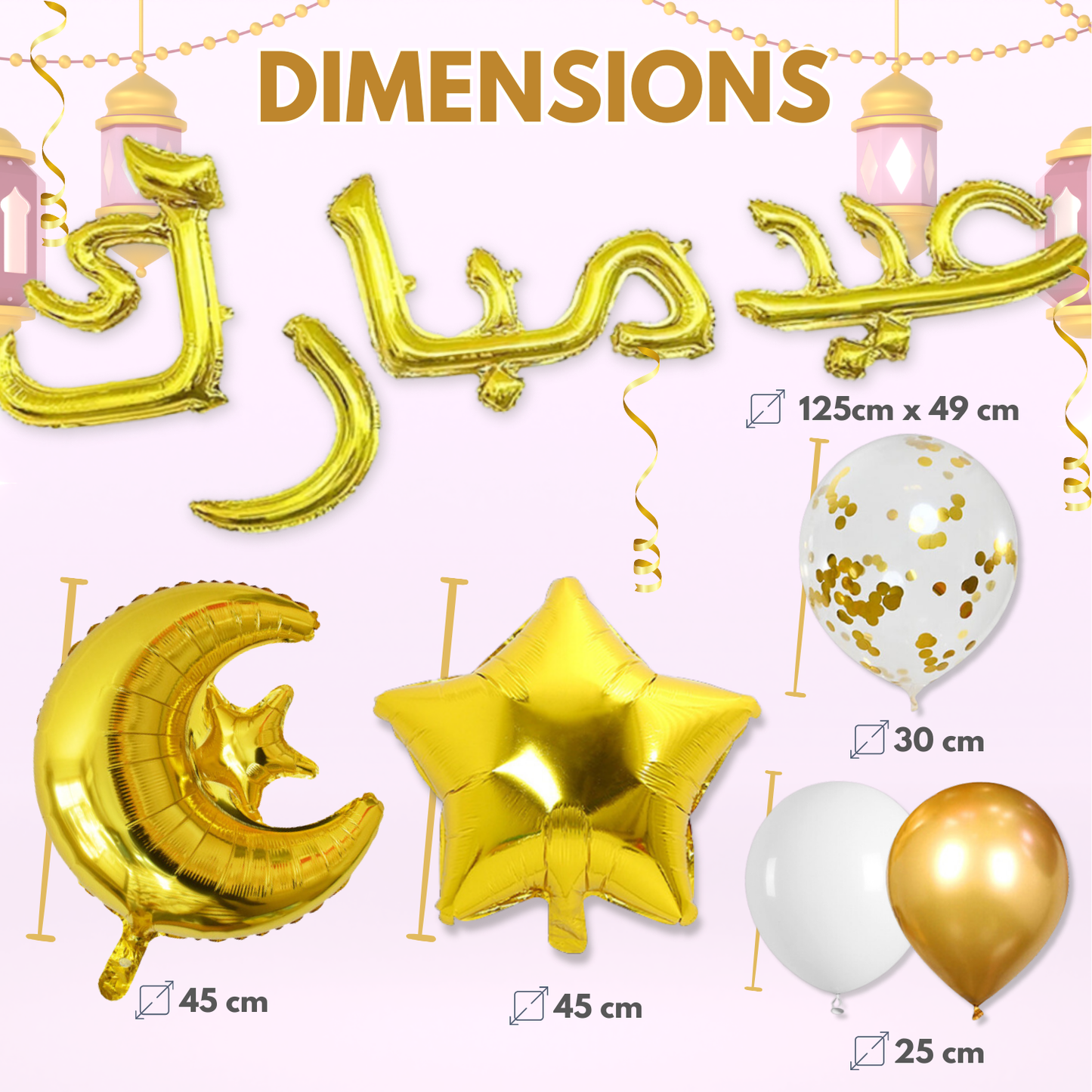 Kit Décoration Ramadan & Eid Mubarak – 34 Éléments | Or ou Argent | Décoration Complète Fête Aïd