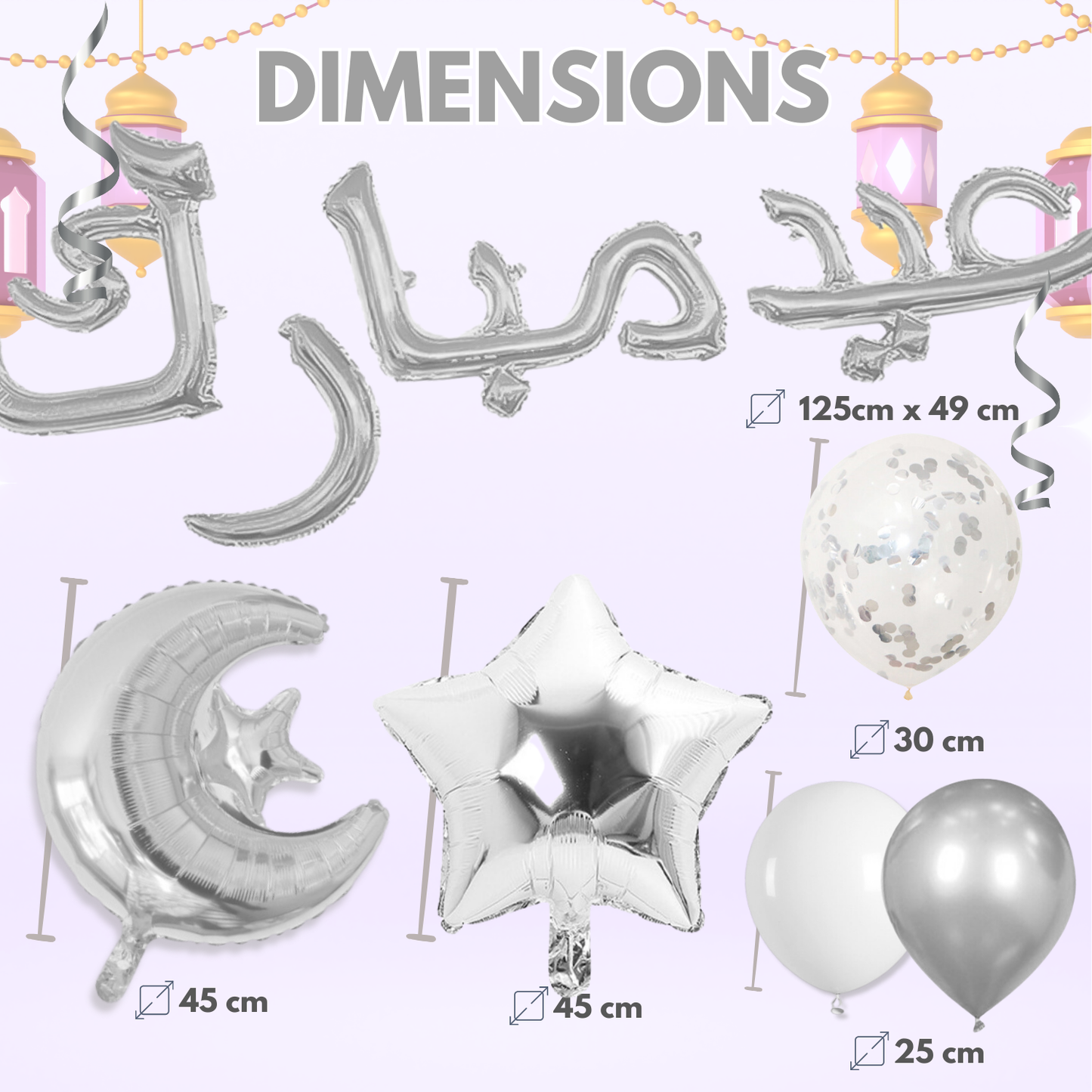 Kit Décoration Ramadan & Eid Mubarak – 34 Éléments | Or ou Argent | Décoration Complète Fête Aïd