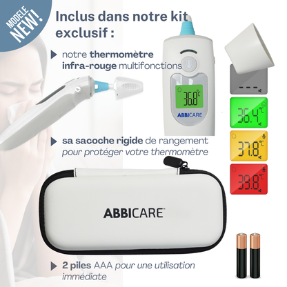 Thermomètre médical sans contact ABBICARE™ – Frontal & Auriculaire – Résultat en 1 sec – Bébé, Enfant & Adulte