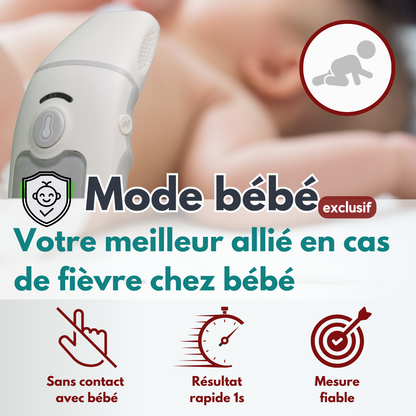 Thermomètre médical sans contact ABBICARE™ – Frontal & Auriculaire – Résultat en 1 sec – Bébé, Enfant & Adulte