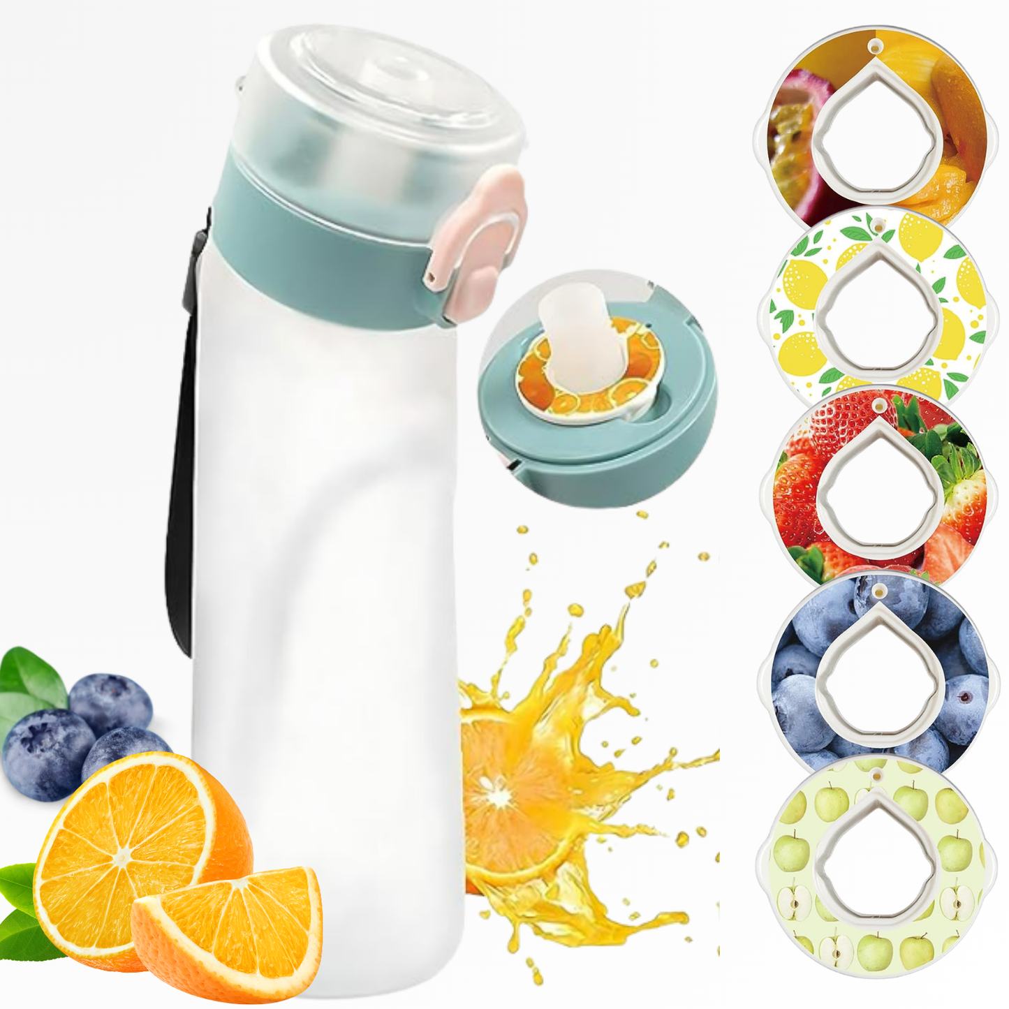 Gourde ABBISENSE AIR 750ml – Bouteille Tritan sans BPA + 6 dosettes saveur fruitée – Eau sans sucre