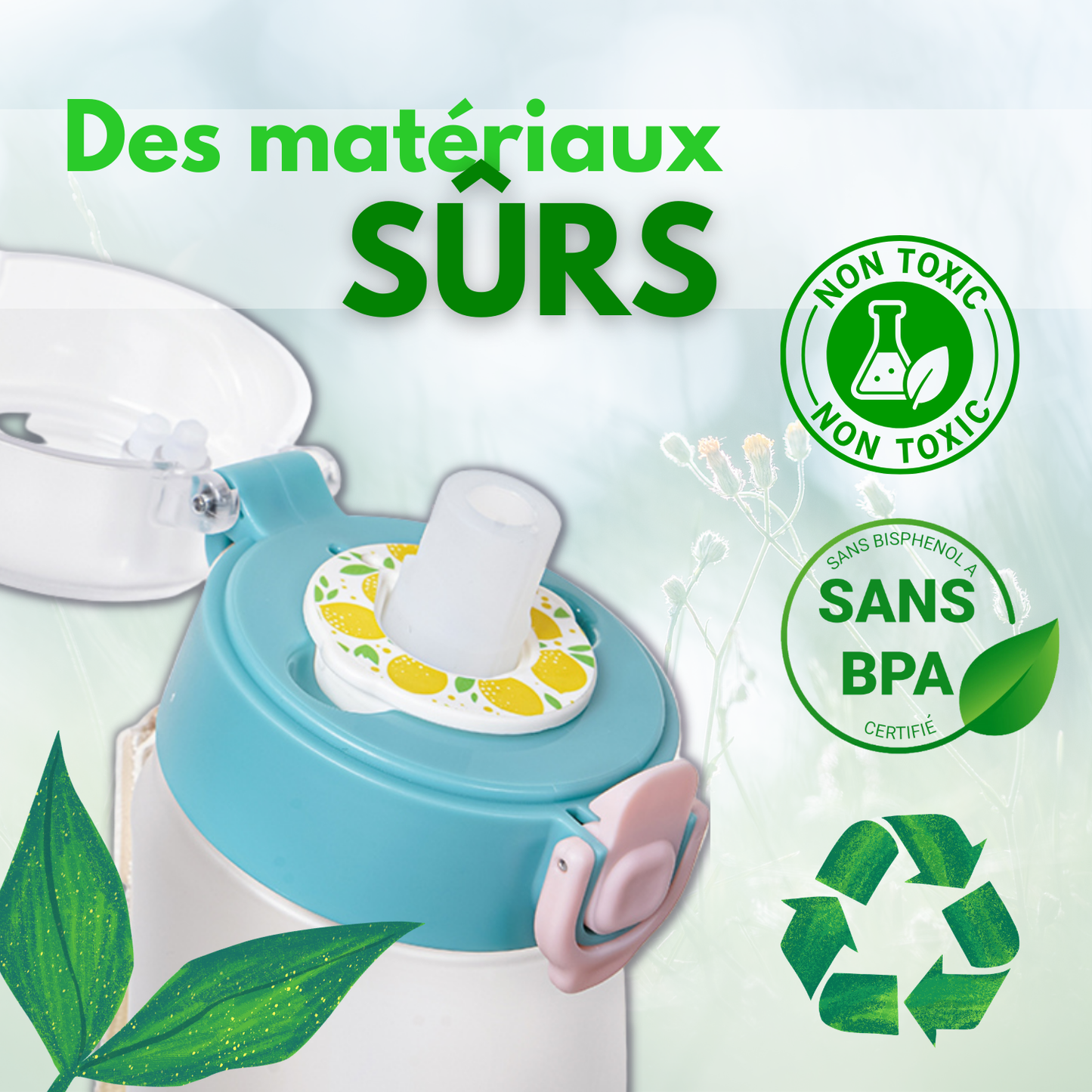 Gourde ABBISENSE AIR 750ml – Bouteille Tritan sans BPA + 6 dosettes saveur fruitée – Eau sans sucre