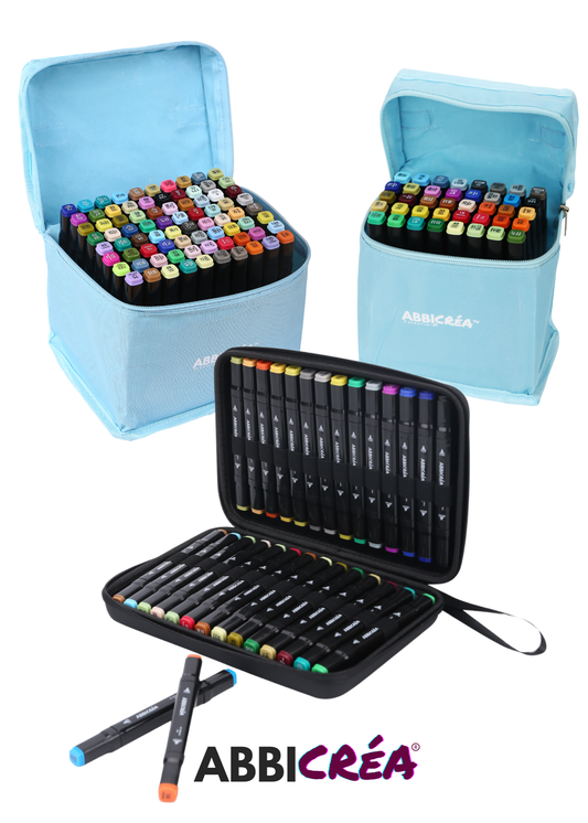 Feutres Alcool ABBICREA double pointe – Kit Complet pour Dessin et Coloriage