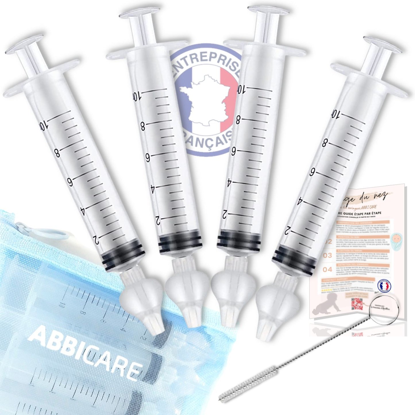 Seringues Nasales Bébé 10ml ABBICARE – x4 pièces (KIT COMPLET)