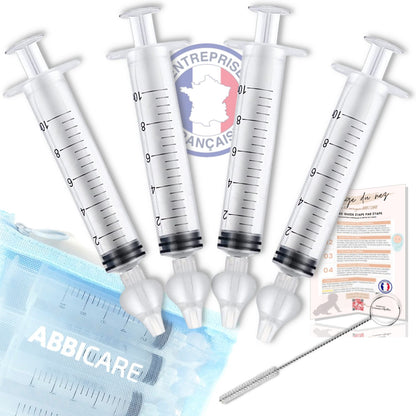 Seringues Nasales Bébé 10ml ABBICARE – x4 pièces (KIT COMPLET)