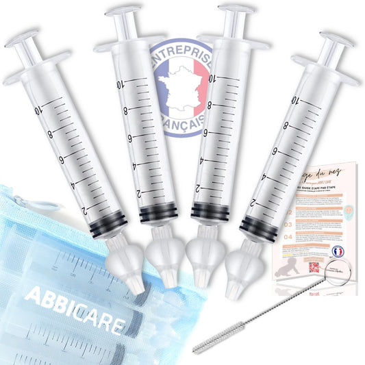 Seringues Nasales Bébé 10ml ABBICARE – x4 pièces (KIT COMPLET)