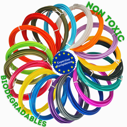 Filaments PCL Stylo 3D - Kit de 20 rouleaux de 10 couleurs