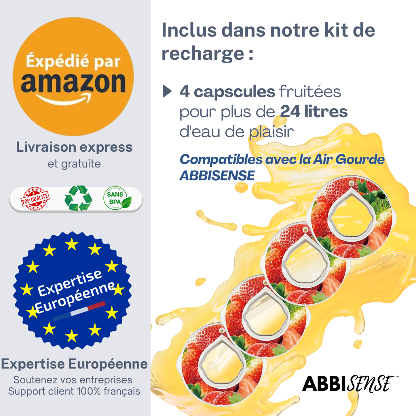 Capsules recharge | 4 capsules pods saveur FRAISE | 0 sucre 100% naturel