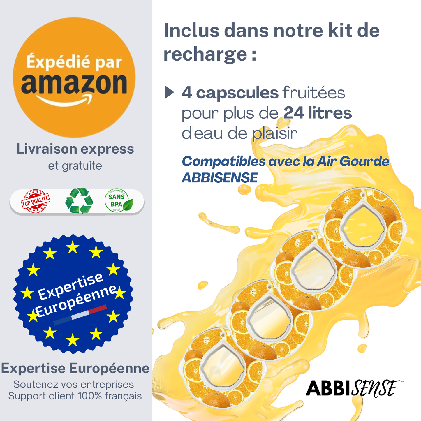 Capsules recharge | 4 capsules pods saveur ORANGE | 0 sucre 100% naturel