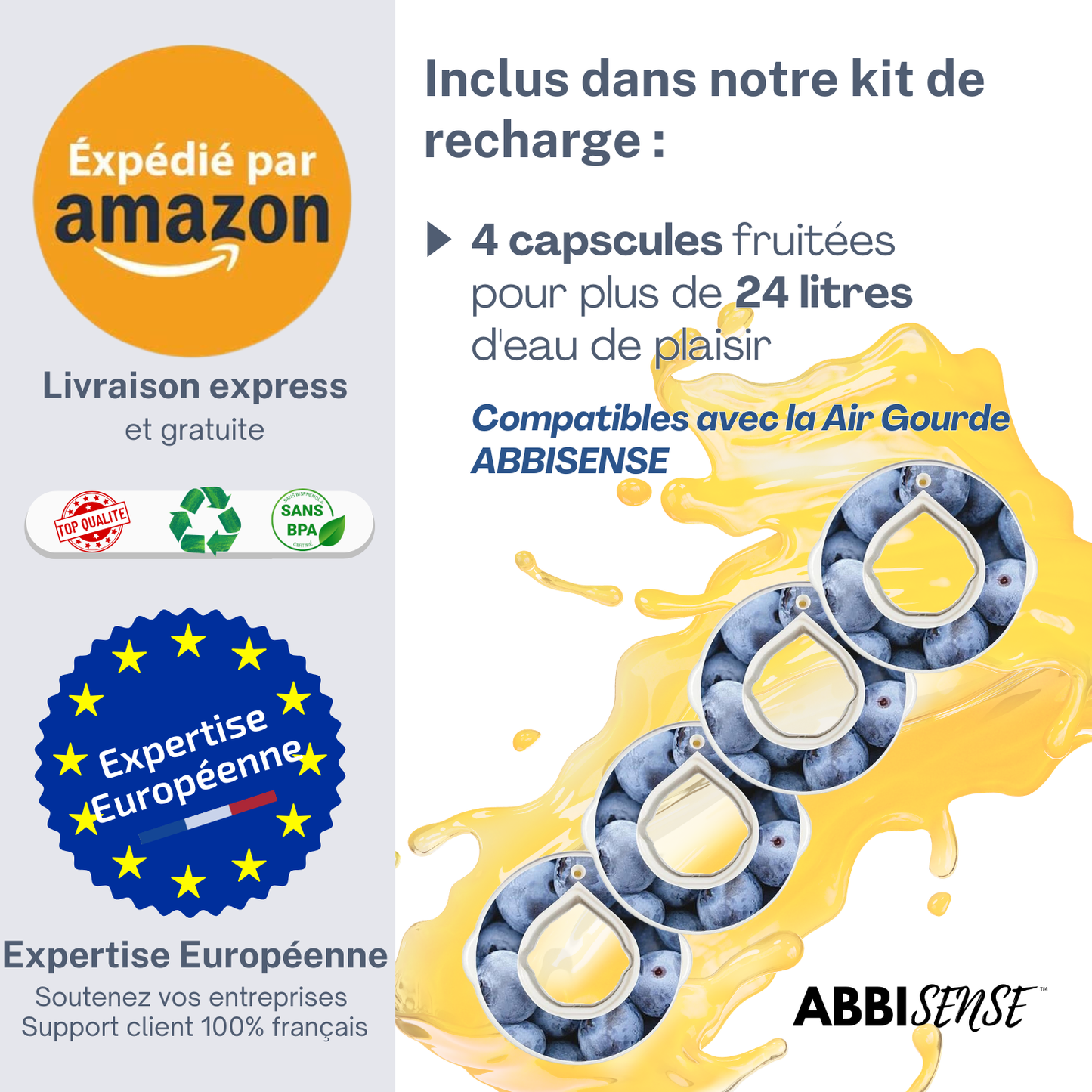 Capsules recharge | 4 capsules pods saveur MYRTILLE | 0 sucre 100% naturel