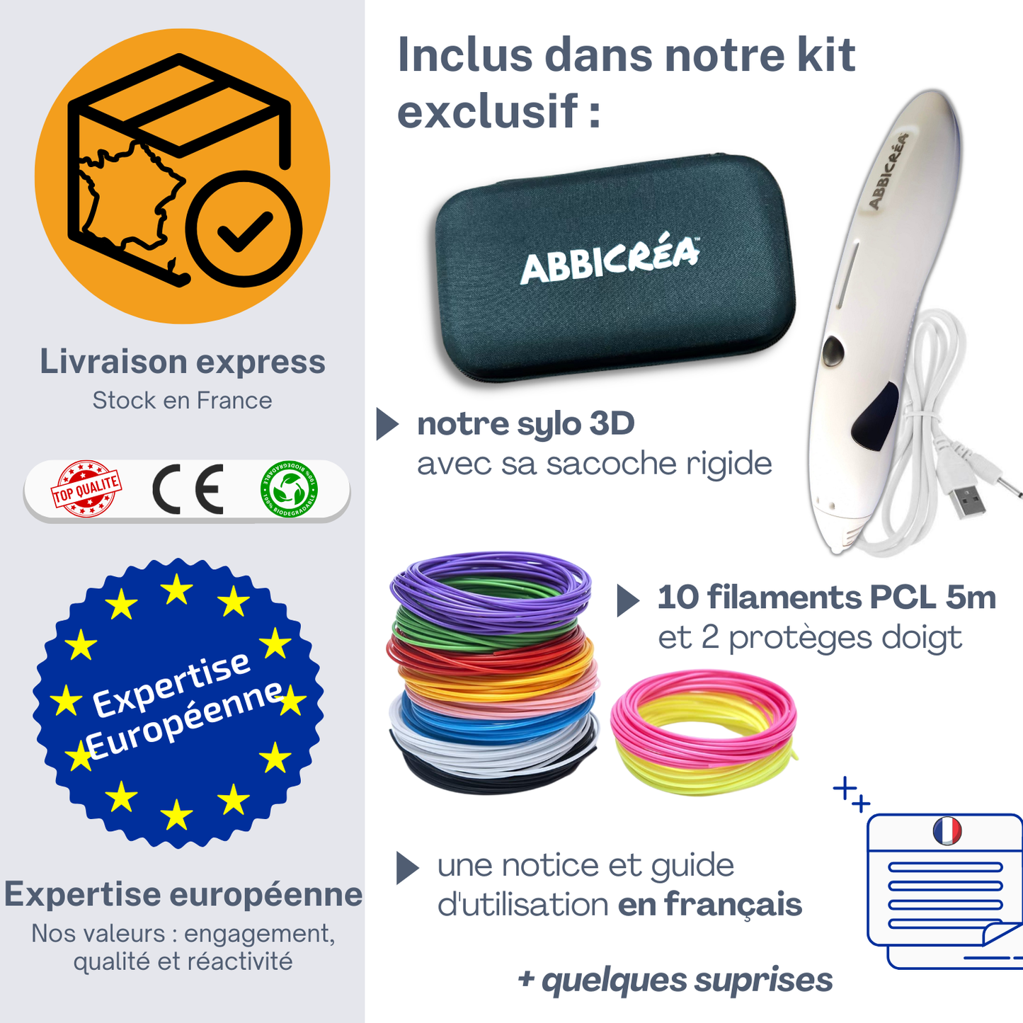 Stylo 3D Basse Température | Sécurisé Enfant | ABBICREA