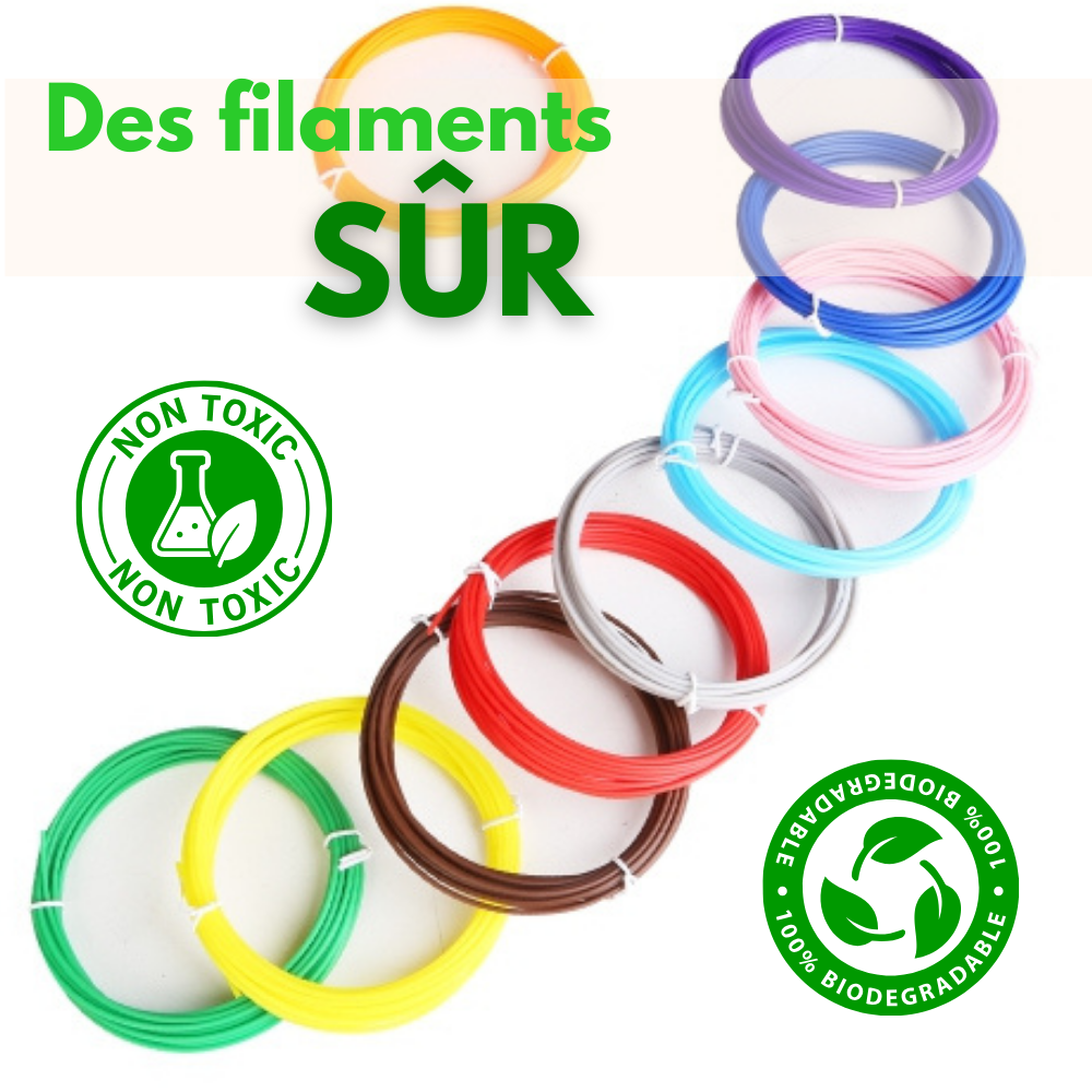 Filaments PCL Stylo 3D - Kit de 20 rouleaux de 10 couleurs