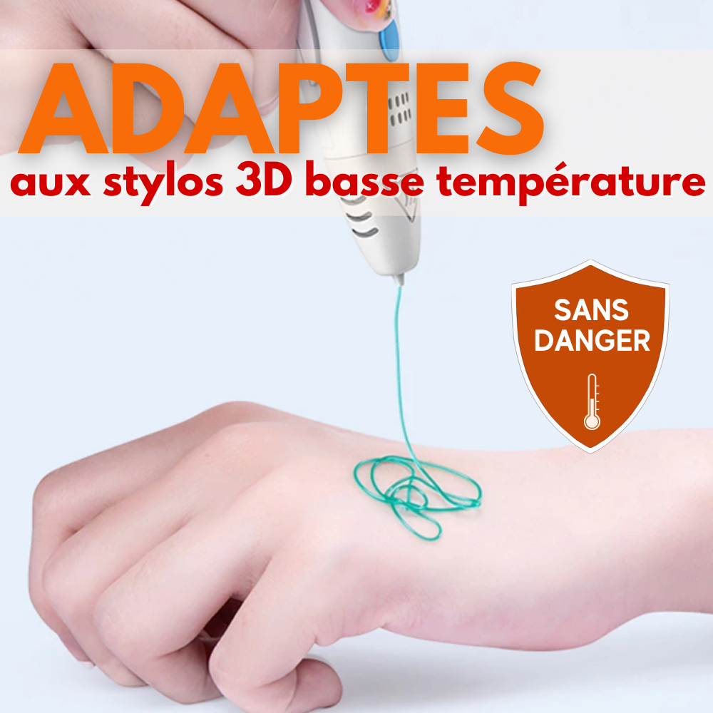 Filaments PCL Stylo 3D - Kit de 20 rouleaux de 10 couleurs