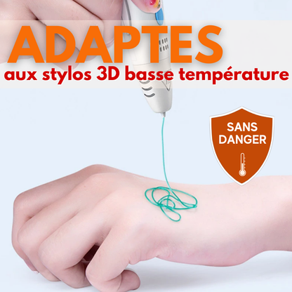 Filaments PCL Stylo 3D - Kit de 20 rouleaux de 10 couleurs