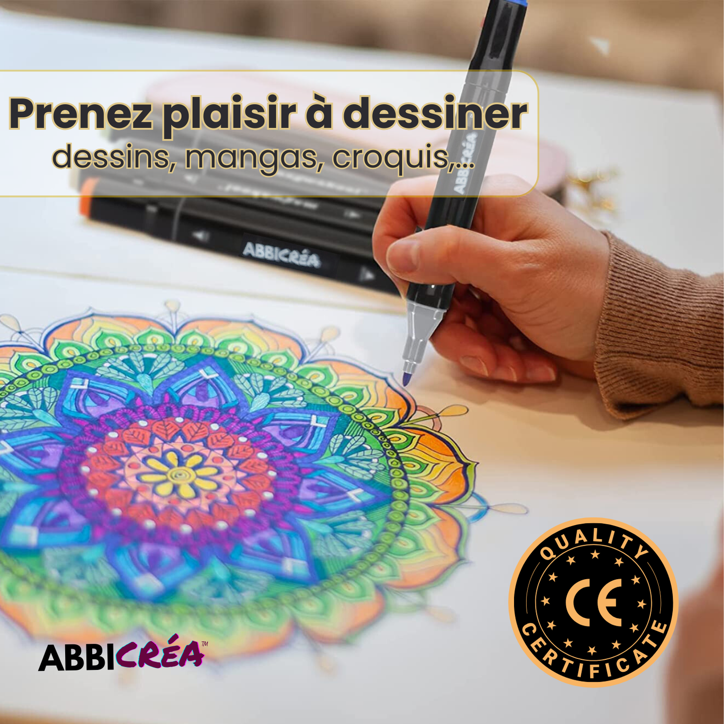 Feutres Alcool ABBICREA double pointe avec sacoche rigide – Kit Complet