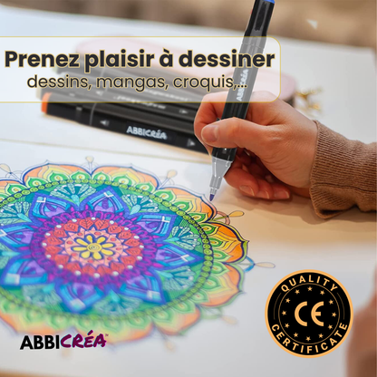 Feutres Alcool ABBICREA double pointe avec sacoche rigide – Kit Complet